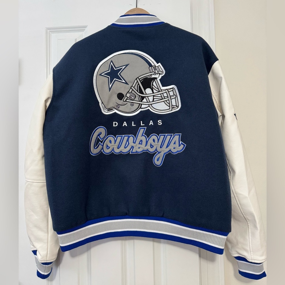 NFL Dallas Cowboys Navy and White Varsity Jacket - Picture 2 of 6